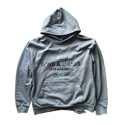 FREE G*NS & DR*GS - GRAY HOODIE